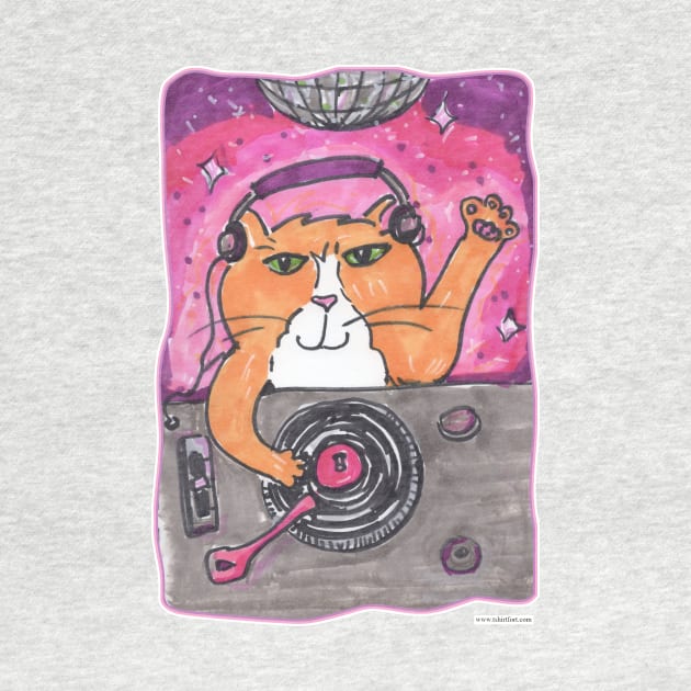 Cool Dj Cat Marker Art Illustration by Tshirtfort